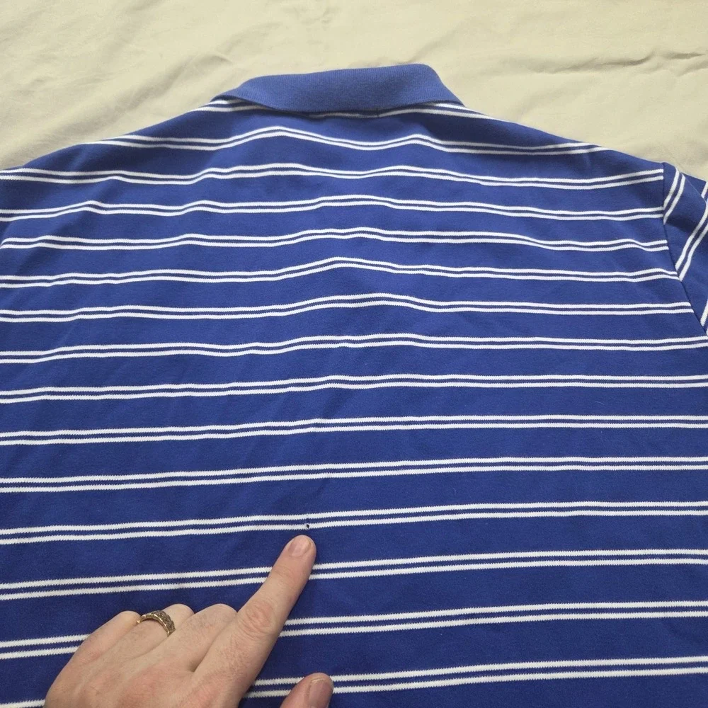 Polo Ralph Lauren Striped Polo Shirt Mens L Blue White‎ Pony Logo Short Sleeve